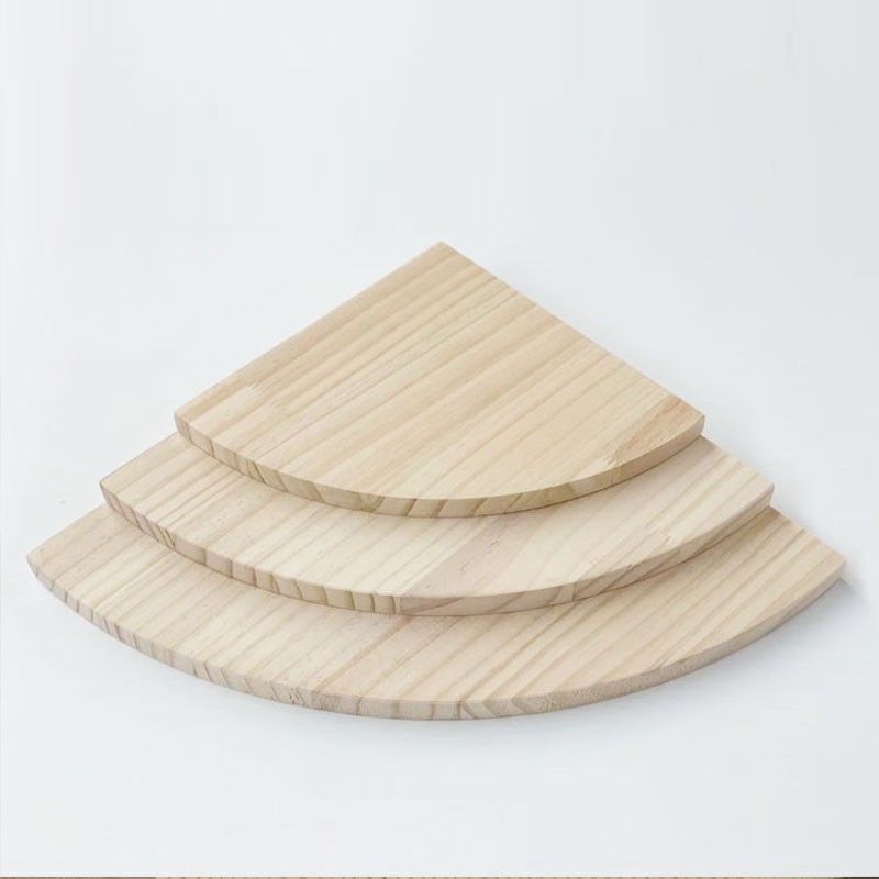 松木扇形墙e角置物架转角收纳隔板定制圆形实木半圆弧形书架免打