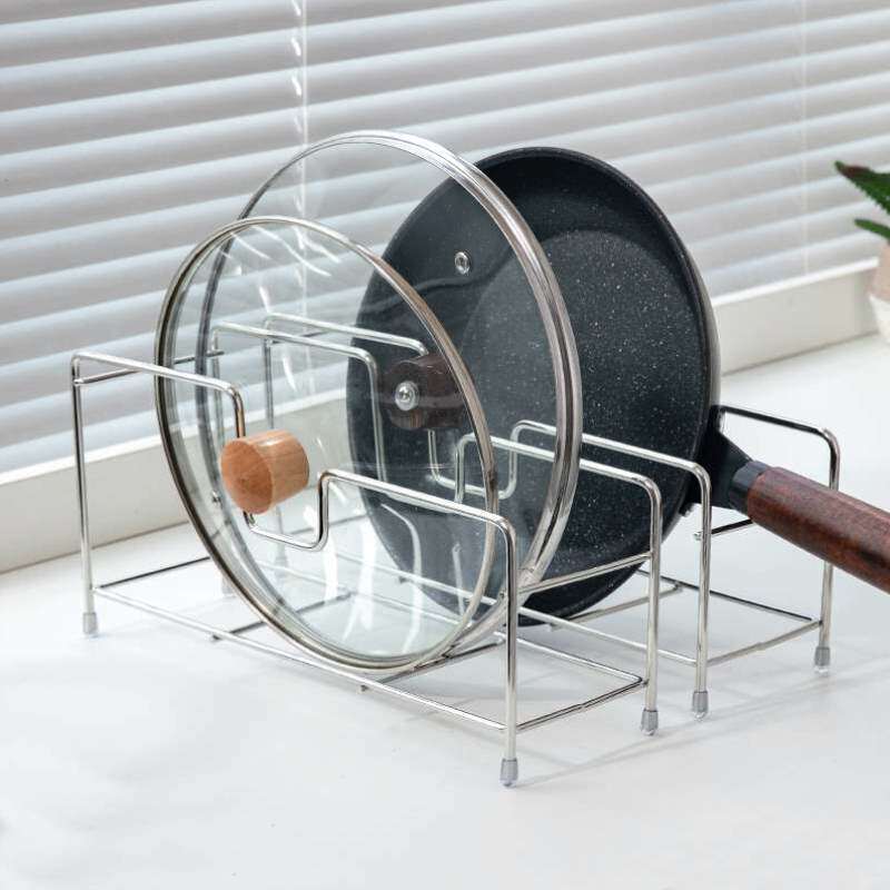 锅盖不锈钢锅具厨房打孔台面橱柜置物架砧板菜板收纳架免内多功能