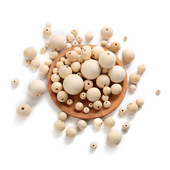 原木色木质珍珠 diy珠宝制作手工配件 50mm天然圆木珠子有孔