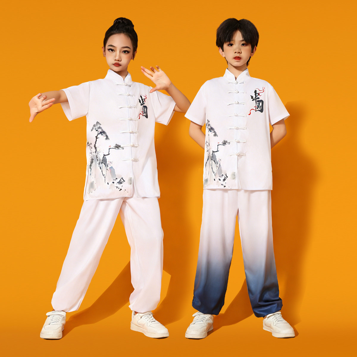 儿童武术练功服少儿功夫训练服中国风演出服男童女童太极表演服装