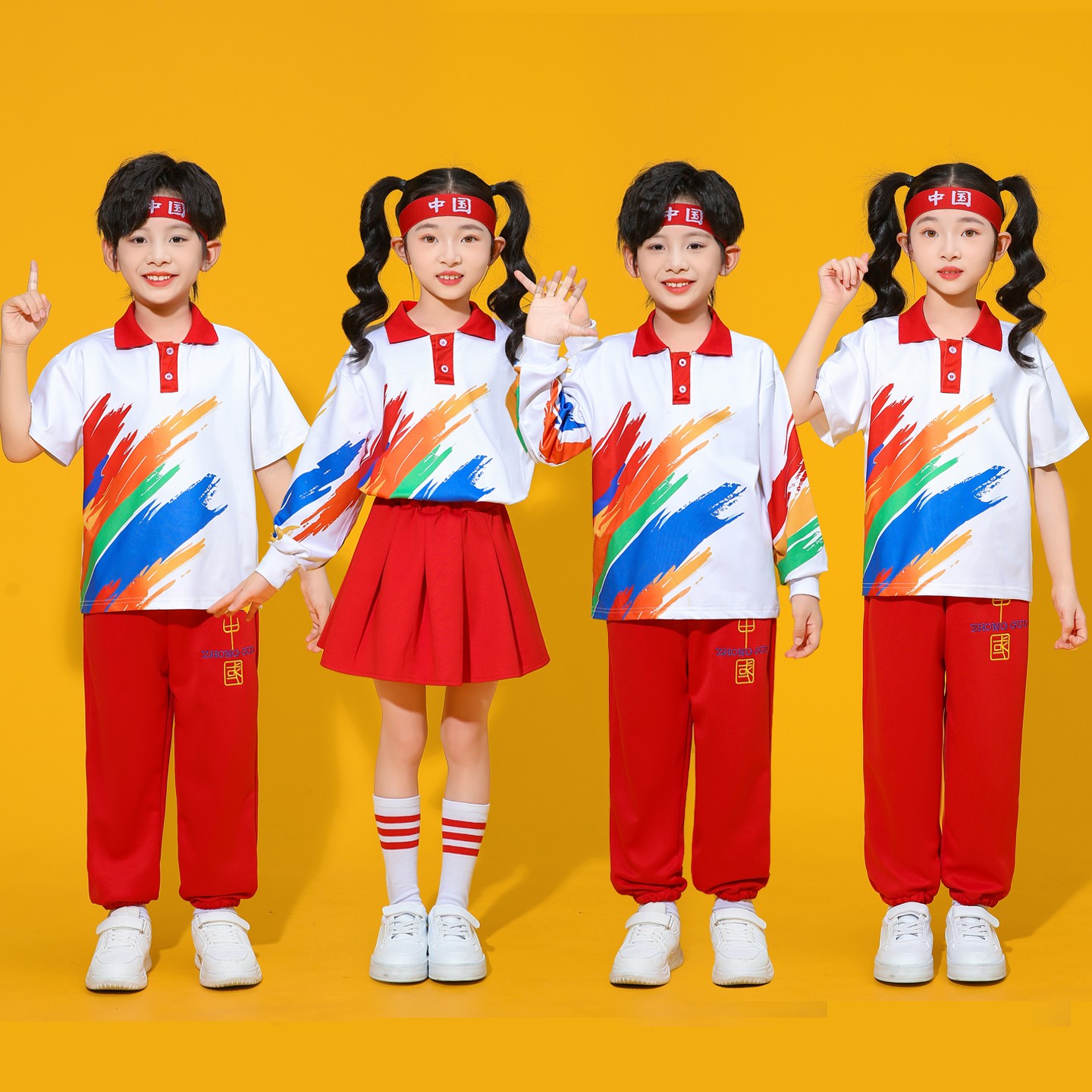 国庆儿童合唱演出服啦队装