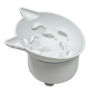 宠物食品级硅胶猫碗宠物慢食碗缓食碗宠物高座可调节二合一猫碗猫