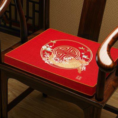 新中式椅子垫红木沙发座垫中国风防滑加厚圈椅坐垫茶椅垫餐椅垫子