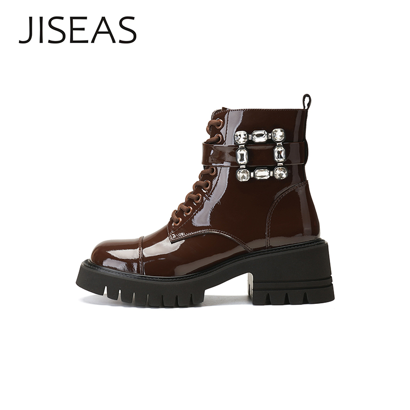 JISEAS设计师真皮厚底短筒马丁靴