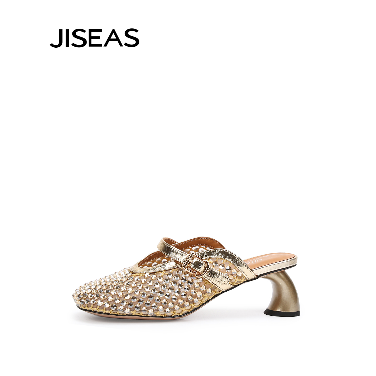JISEAS水钻玛丽珍包头半拖鞋