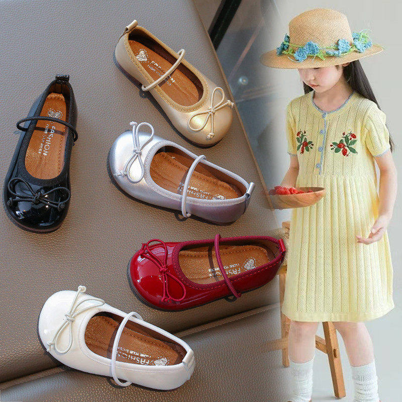 真皮女童小皮鞋2026春秋新款玛丽珍公主鞋蝴蝶结学院风芭蕾舞单鞋