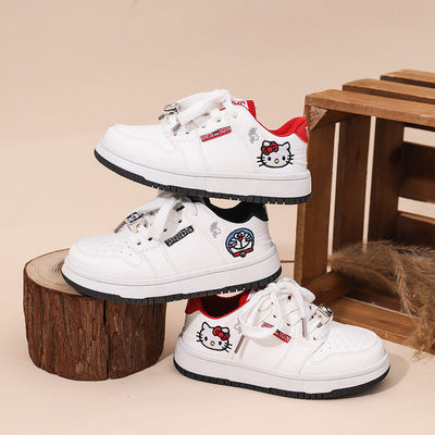 真皮女童卡通小白鞋2026新款儿童透气休闲运动鞋学生百搭防滑板鞋