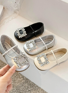 女童小皮鞋2025春秋新款儿童法式软底芭蕾鞋小女孩洋气水钻豆豆鞋