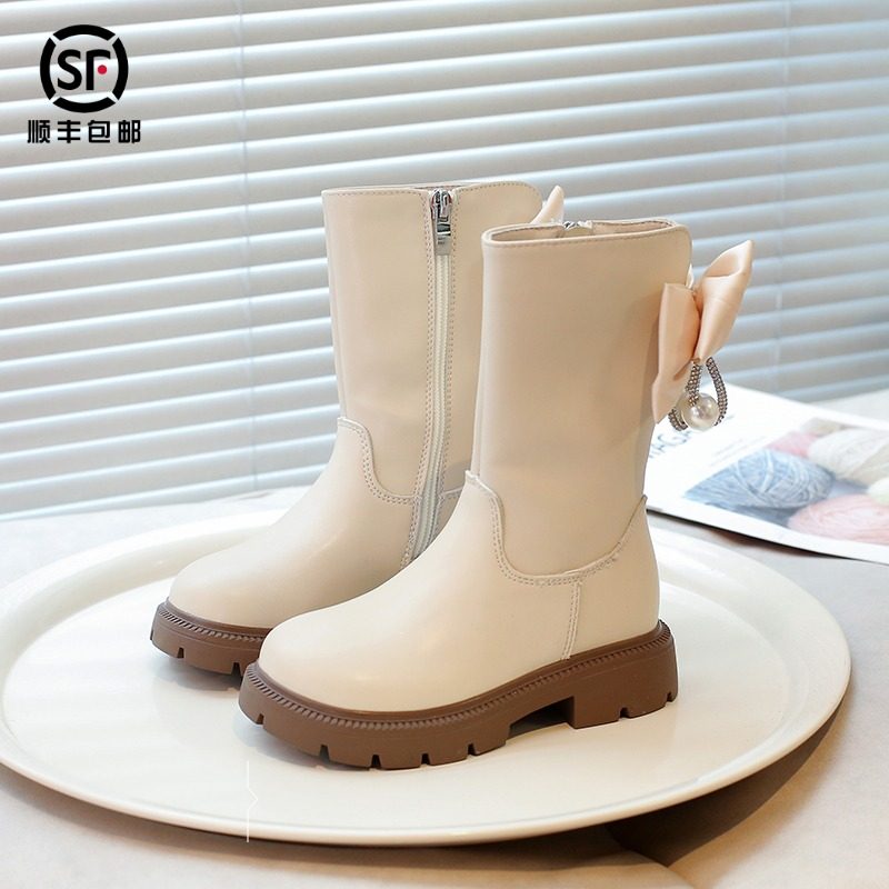 女童靴子公主马丁靴秋冬季新款儿童中筒靴洋气小女孩时尚加绒长靴