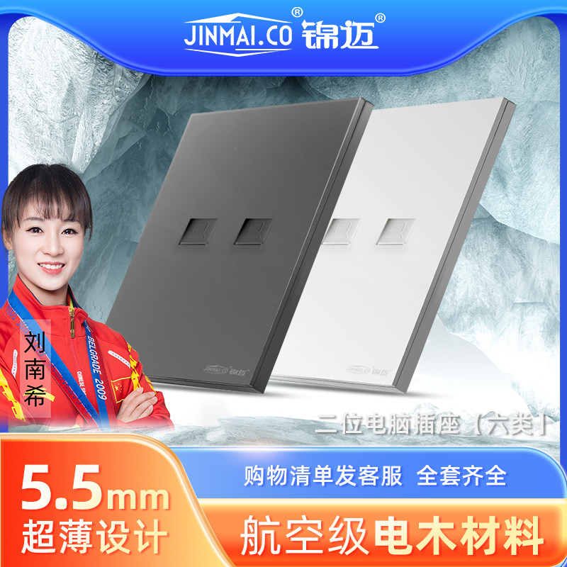 锦迈超薄高端超五类六类二位网插