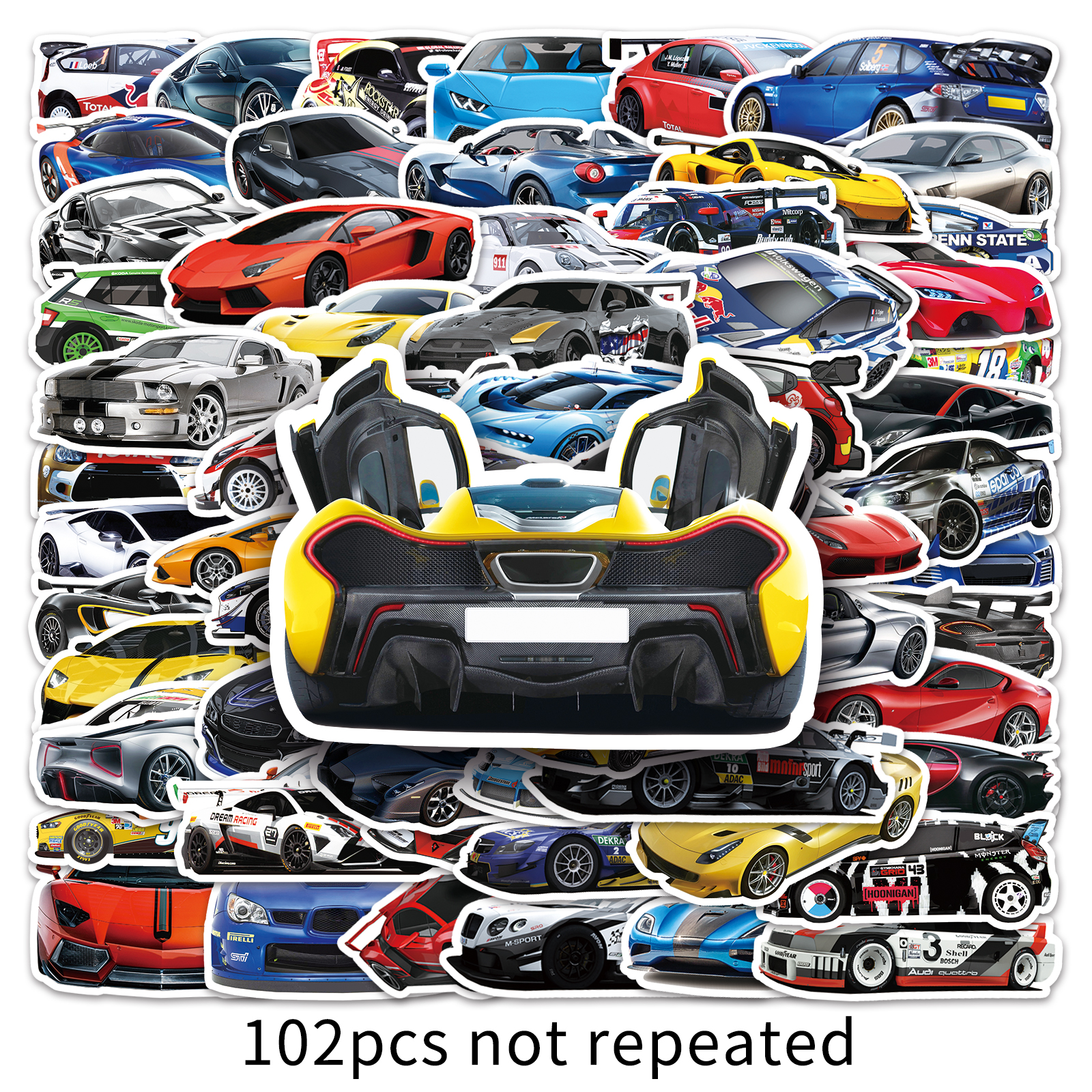 thumbnail for 102 Car Stickers, Racing Cars, Sports Cars, Off-road Cool Trend, Creative Materials, Decorative Stickers, Car Skateboards, Helmets, Computers, Tablets, Cases, Laptops, Suitcases, Trolley Cases, Waterproof Stickers