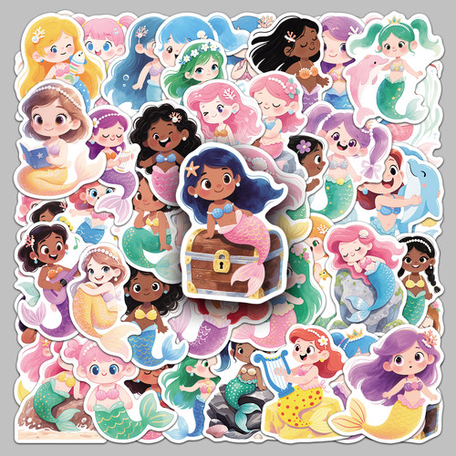 童话美人鱼吉他贴纸可爱公主装饰