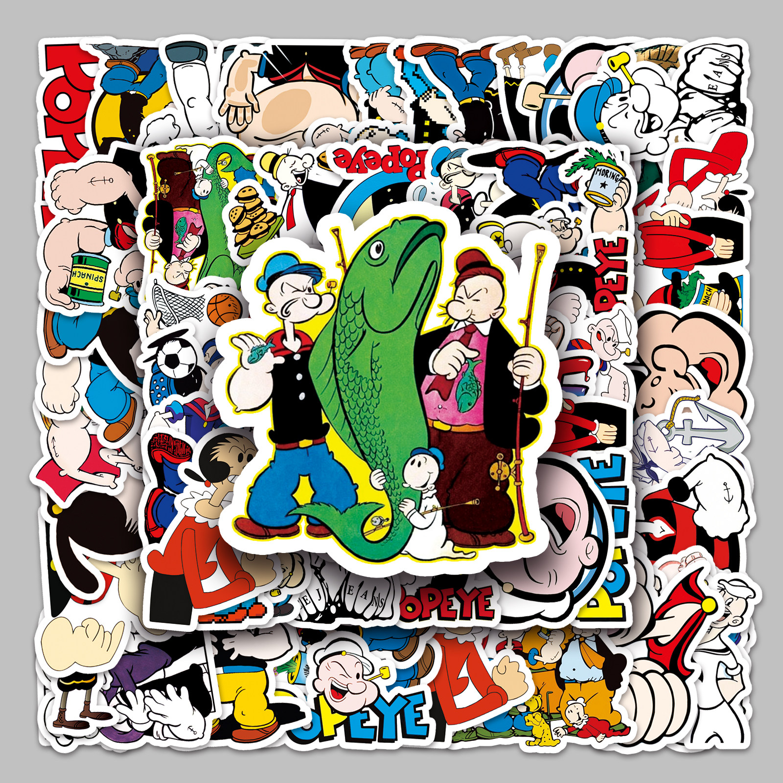 100张大力水手贴纸经典动画复古卡通创意图案装饰小贴画笔记本吉他