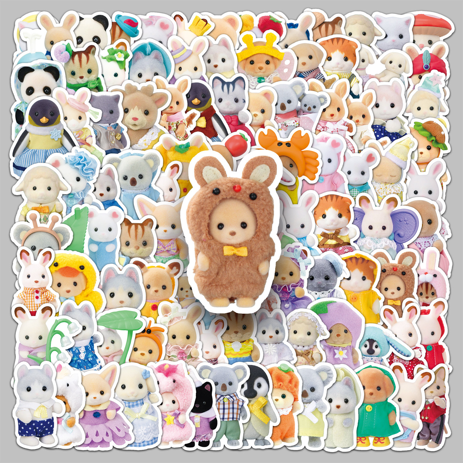 101张可爱贵宾犬小狗贴纸森贝儿家族卡通彩绘公仔图案行李箱门框书