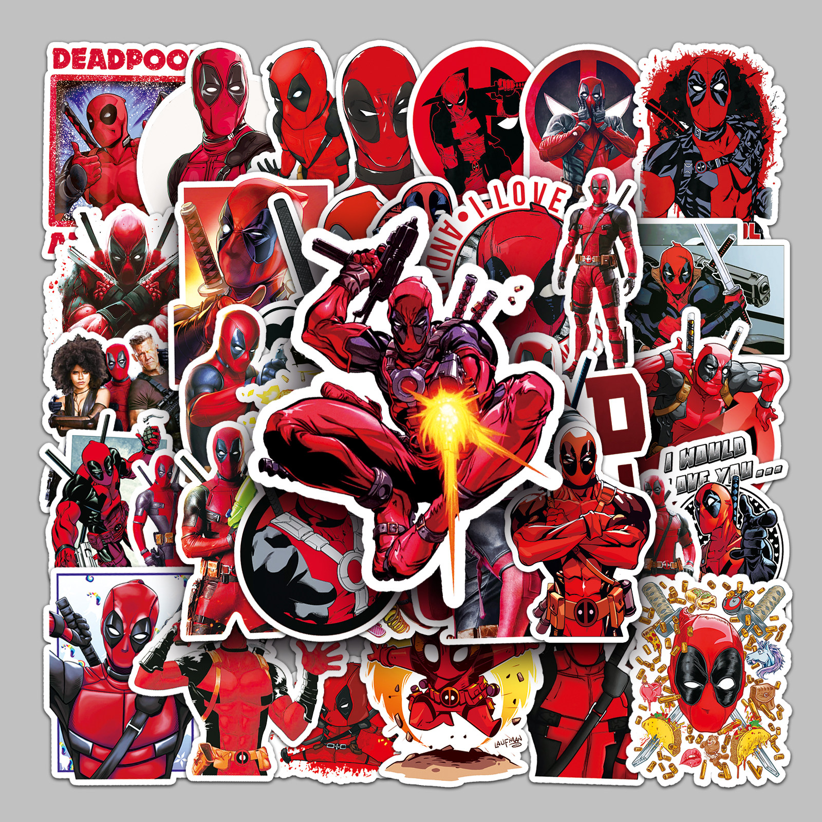 100张死侍Deadpool漫威英雄电影贴纸卡通帅气防水高清周边彩绘涂鸦装饰笔记本头盔汽车摩托手机壳手账DIY贴纸