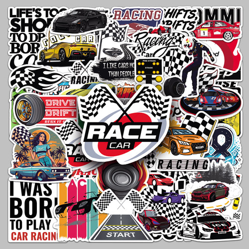 100张赛车比赛元素潮流防水贴纸