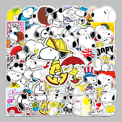100张史努比贴纸可爱呆萌小狗卡通创意图案装饰小贴画文具笔记本电脑保温杯电动车头盔平板手机吉他防水贴纸