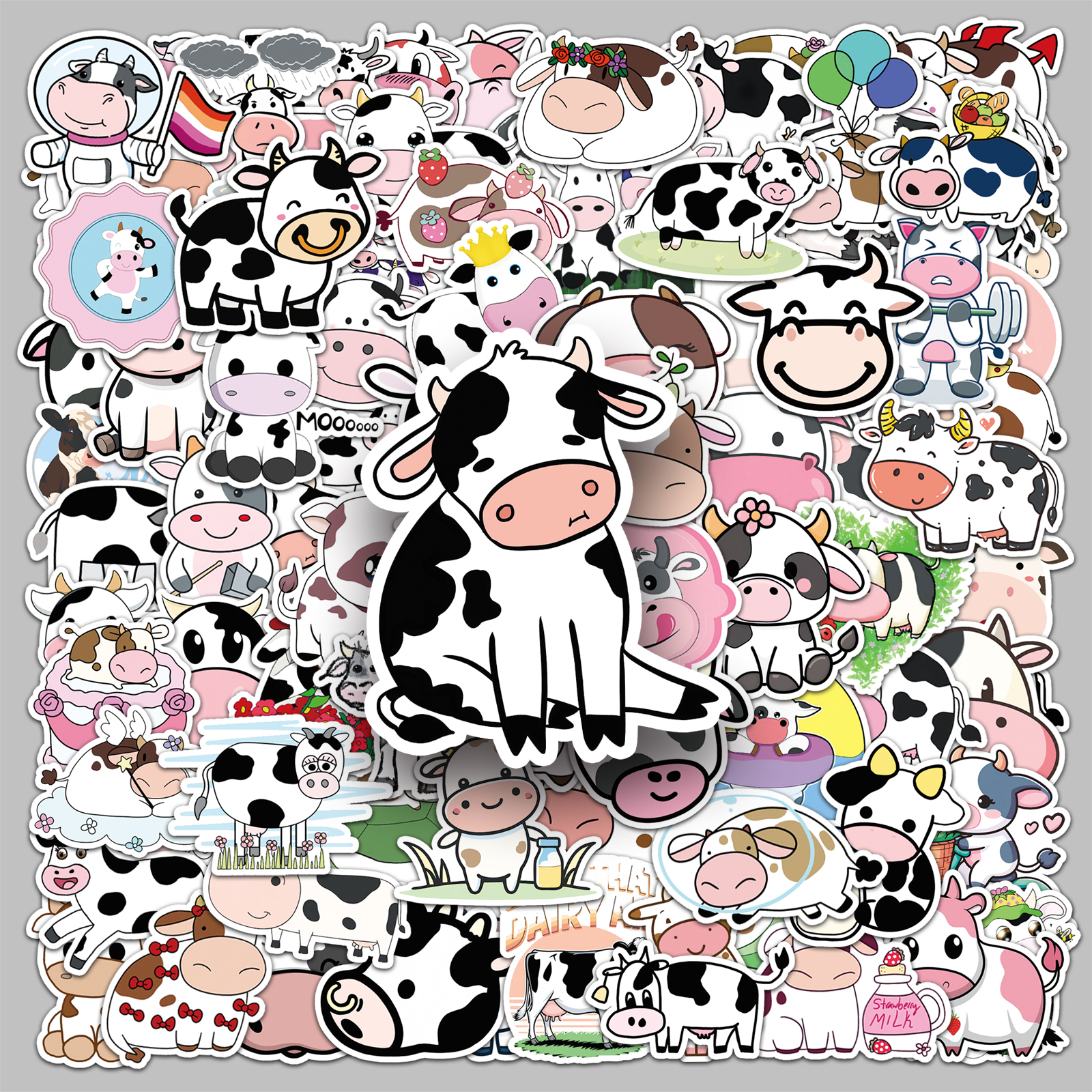 100张奶牛卡通动物行李箱DIY贴纸
