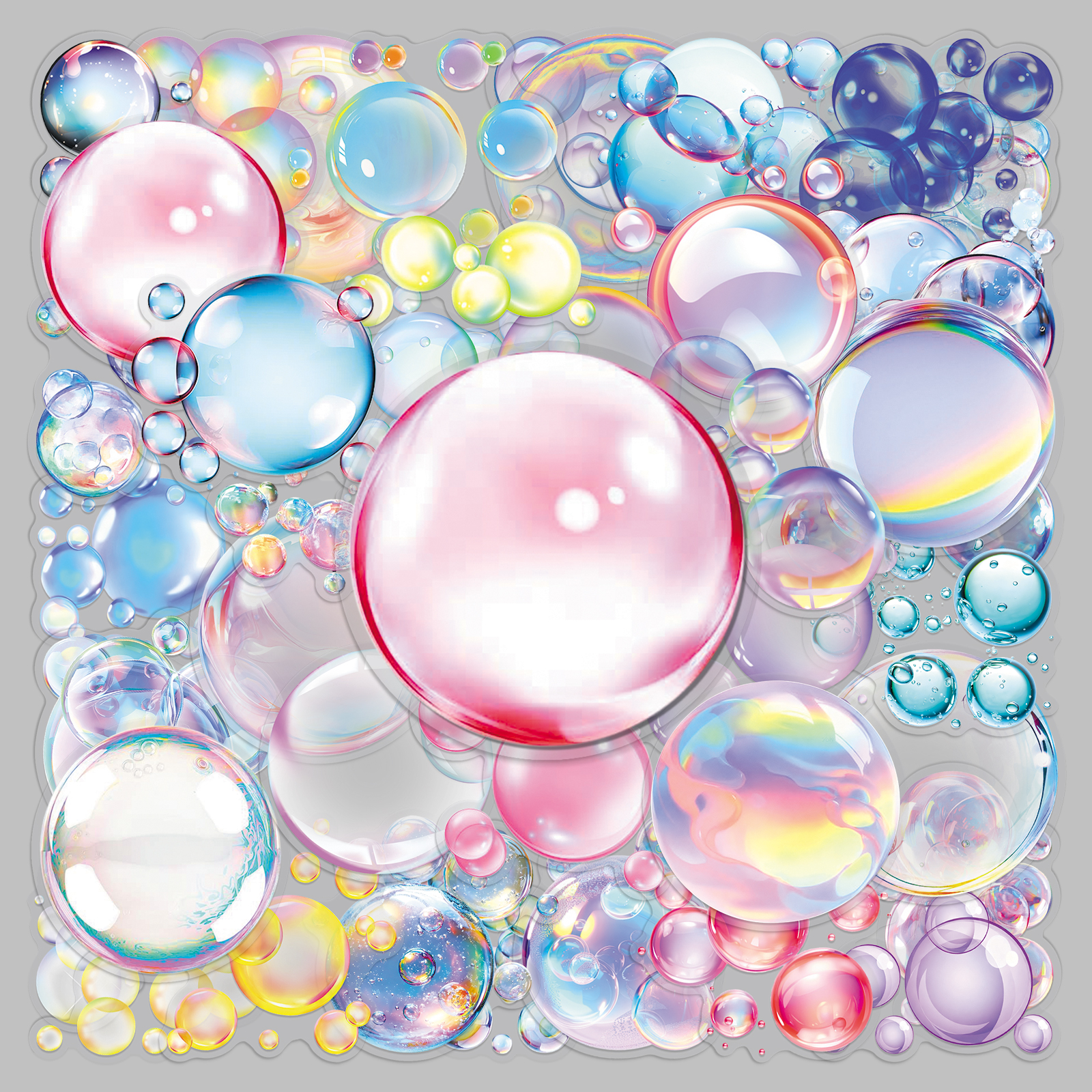 彩色泡泡透明贴纸简约卡通小图案