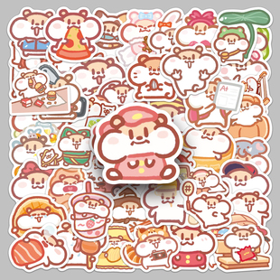 100张奶茶鼠迷你小贴纸可爱小仓鼠表情包呆萌卡通装饰防水文具日记本平板电脑滑板车吉他拉杆箱水杯手帐贴纸