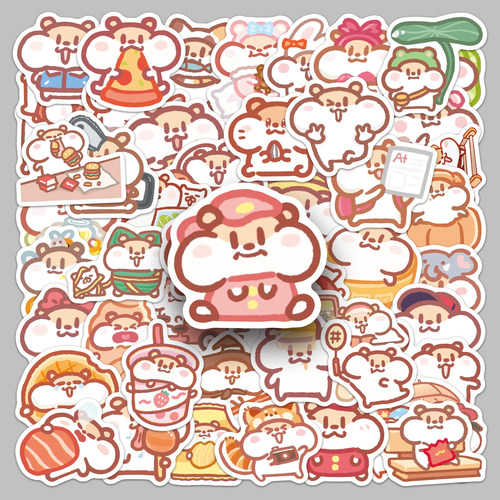 可爱奶茶鼠手帐贴纸治愈系手帐