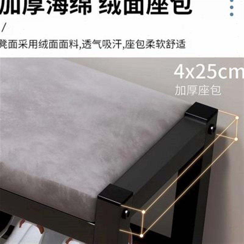 不锈钢简易鞋架2022新款家用室内好看门L口可坐换鞋凳客厅收纳鞋