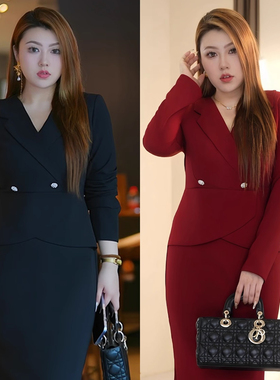 XYD71239熙芸秋季新款轻熟显瘦修身气质遮肚子大码长袖连衣裙