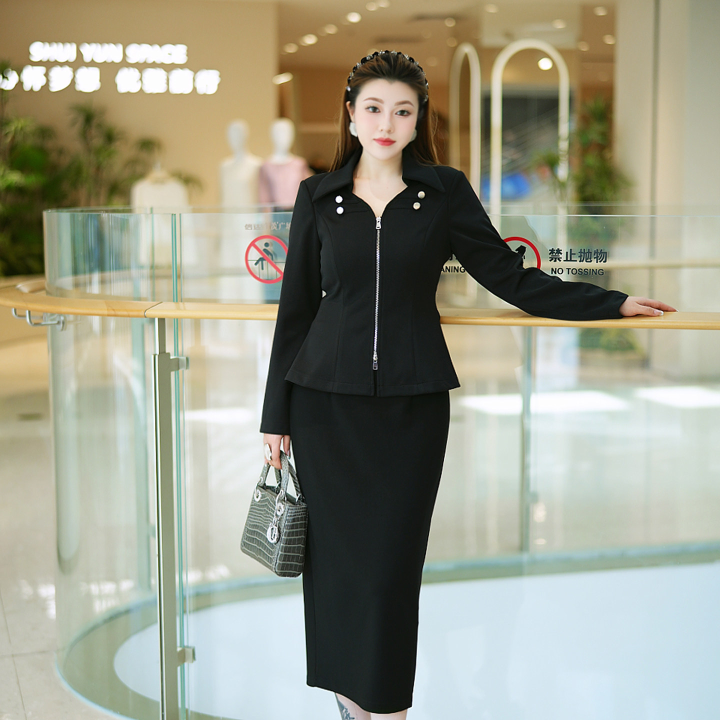 XYD71676/XYD71348翻领链条拉链上衣气质半身裙大码女装长袖套装,女装/女士精品,大码套装,淘宝优惠券,粉丝福利购,淘宝优惠卷