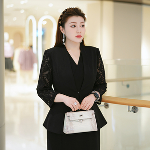 质感梭织正肩百搭大码 XYD71677熙芸蕾丝拼接西装 女装 外套