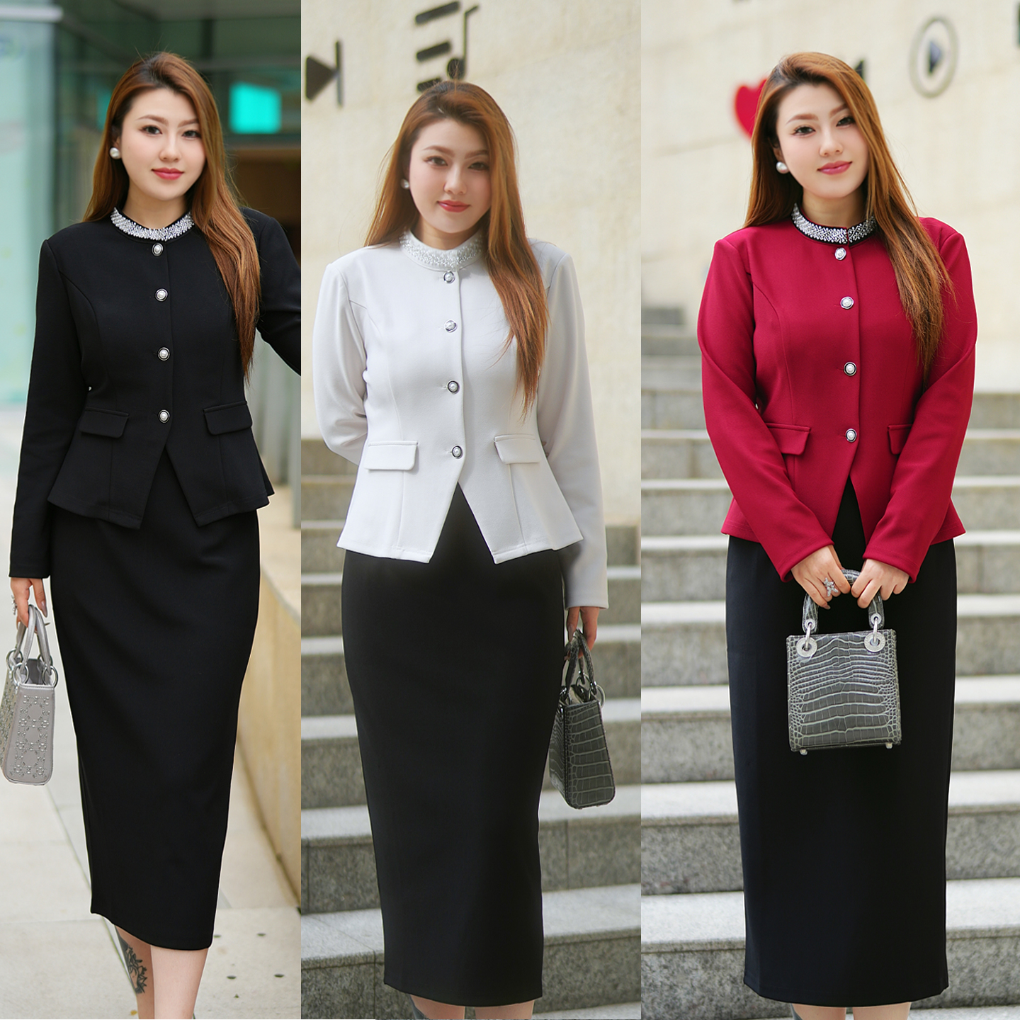 XYD71412/XYD71348贵气感精致大女主优雅风大码上衣半身裙两件套