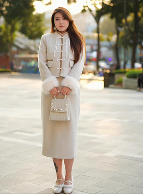 XY7498/XY7499熙芸秋冬新款国风显瘦百搭气质温婉上衣大码女套装