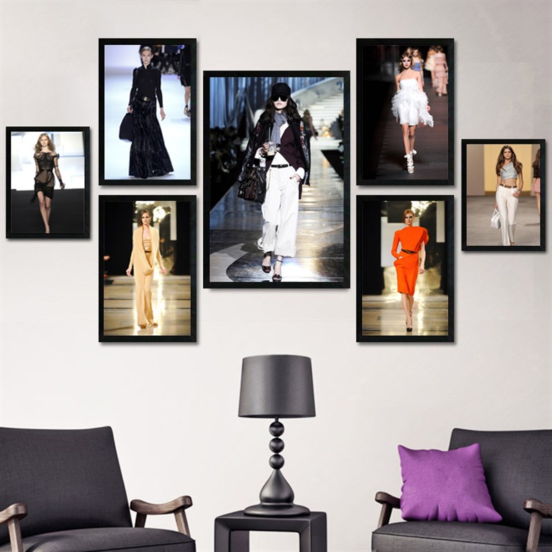 美女春秋装服装店装饰p画海报时尚女装店试衣间挂画时装模特背景