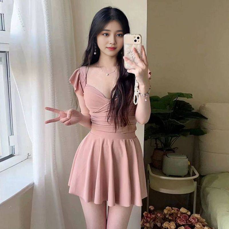 2024年新款纯欲风连体三角比基尼裙式泳衣少女夏聚拢遮肉显瘦温泉,女装/女士精品,大码连衣裙,淘宝优惠券,粉丝福利购,淘宝优惠卷