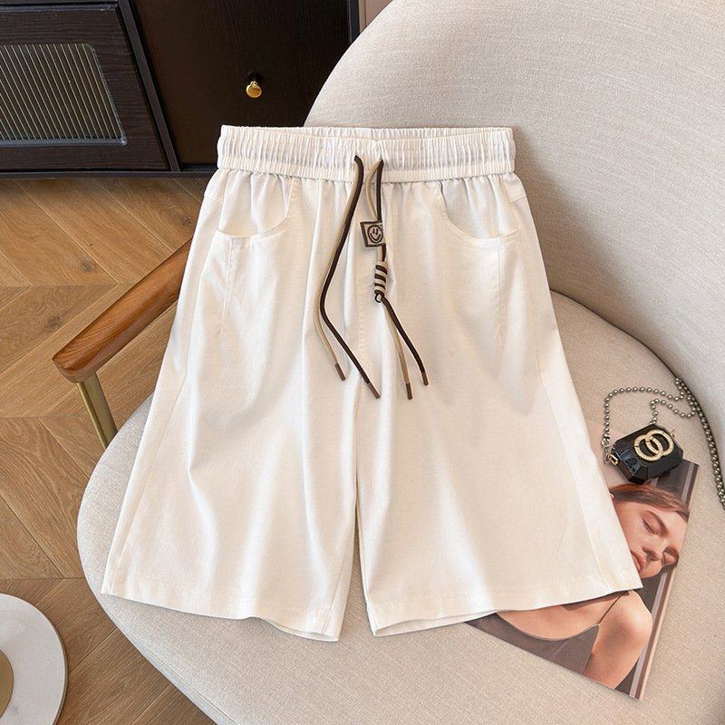 2024新款加大码240斤高弹松紧腰笑脸裤绳纯色休闲胖MM牛仔短裤,男装,短裤,淘宝优惠券,粉丝福利购,淘宝优惠卷