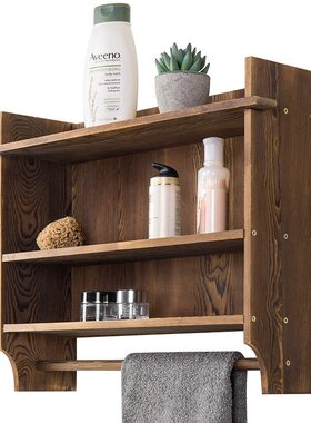 厂家直销厨房卫生间木制多功能置物架三层收纳架做旧木制壁挂收纳