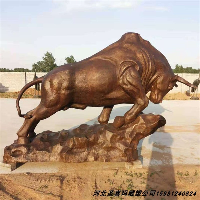 定制拓荒牛d雕塑摆件 特大号华尔街牛2米高3米高奋斗牛户外铜牛