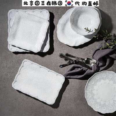 韩国直邮意大利产vbc手工陶瓷高档J餐具巴洛克蕾丝盘碗碟杯子