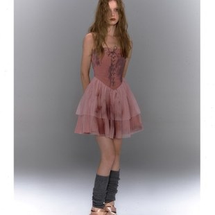 网纱蓬蓬裙粉色涂鸦设计感小众吊带裙 2022SS坠梦芭蕾 Cest Nous