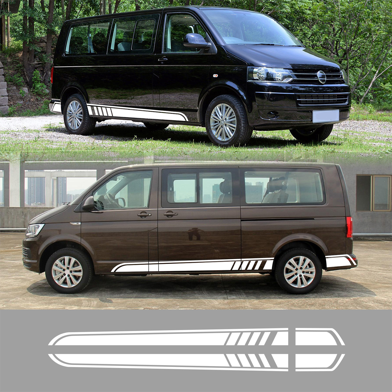 汽车侧面条纹贴纸 适用于大众迈特威商务车 t4 t5 t6车身贴拉花