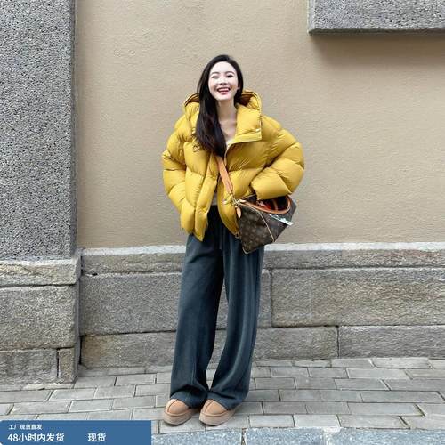 版型好白鸭绒羽绒服女冬季2025新款巨好看的小个子加厚短款面包服