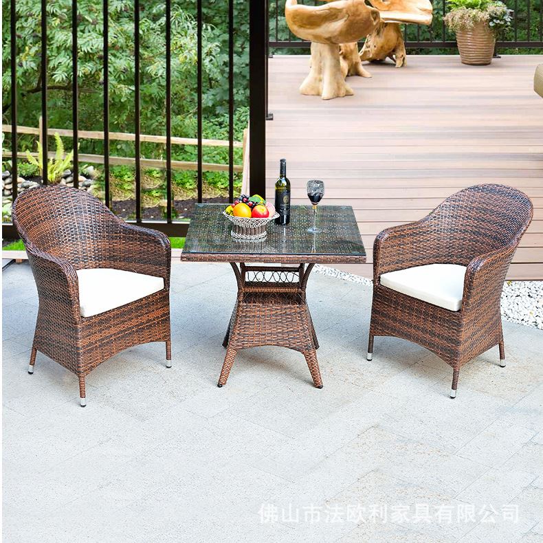 户外藤编家具室外庭院阳台咖啡厅桌椅藤条餐桌椅茶几休闲组合