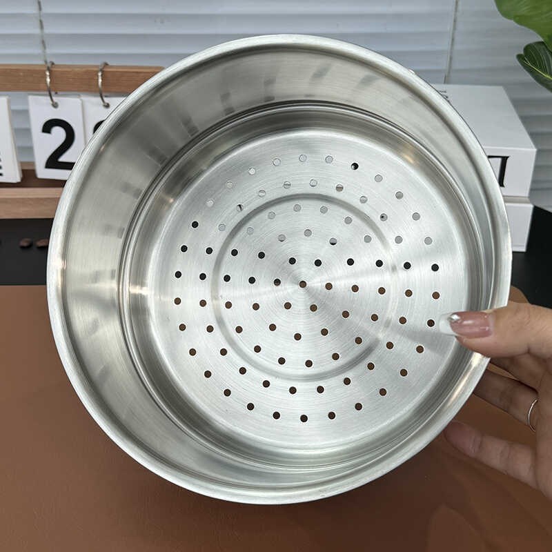 18/10不锈钢蒸笼蒸屉蒸架304加厚家用厨房蒸L格可叠加16-24cm带柄