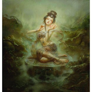 苏绣进阶DIY套件材料包 莲花飞天仕女 玄L关客厅卧室 刺绣装饰画