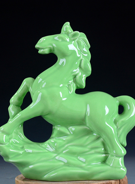 陶瓷绿色生肖羊吉祥物富贵如意财富招财风水O工艺品家居装饰品摆