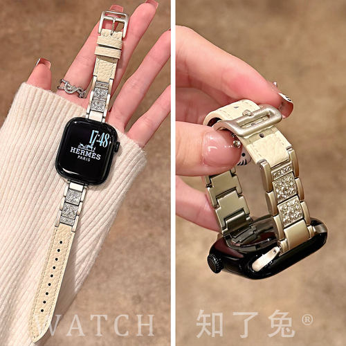 适用苹果s11手表表带碎钻满天星