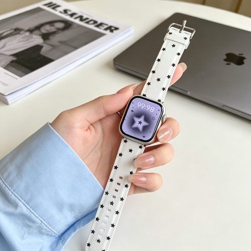 韩系星星硅胶表带适用苹果手表applewatch爱心图案腕带2026年新款s11超好看只能s10替换带