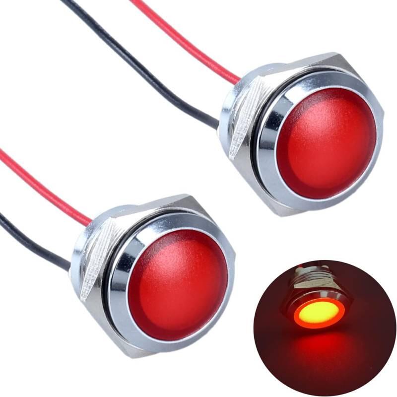 DMWD 2 件 16mm 12V-24V 20mA 金属节能 LED 指示灯球形圆形信号