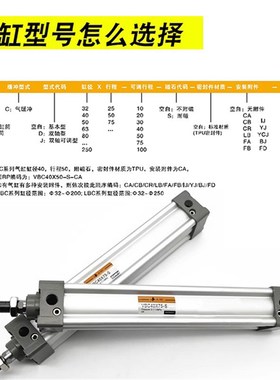 新款EMC标准气缸VBC32/40/63/80/100/D50X50X75X125X150X200X3现