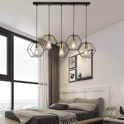 Loft 3/5 Lgight Metal Bar Hanging Light Fixture Geometry Iro