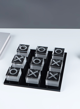 北欧现代轻奢几何XO字s母棋盘摆件客厅别墅样板房间售楼处软装饰